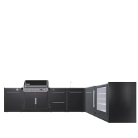 Кутова вулична барбекю кухня (острів) для гриля Genesis EP-335w Weber BBQ Kitchen Gas 331 + модуль мийки та холодильник