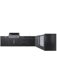Кутовая уличная барбекю-кухня (остров) для гриля Genesis EPX-435 Weber BBQ Kitchen Gas 331 + модуль мойки и холодильник